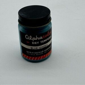 Weber Costello Alphacolor Dry Tempera Powder Paint Vintage Jar 1960s Blue Green